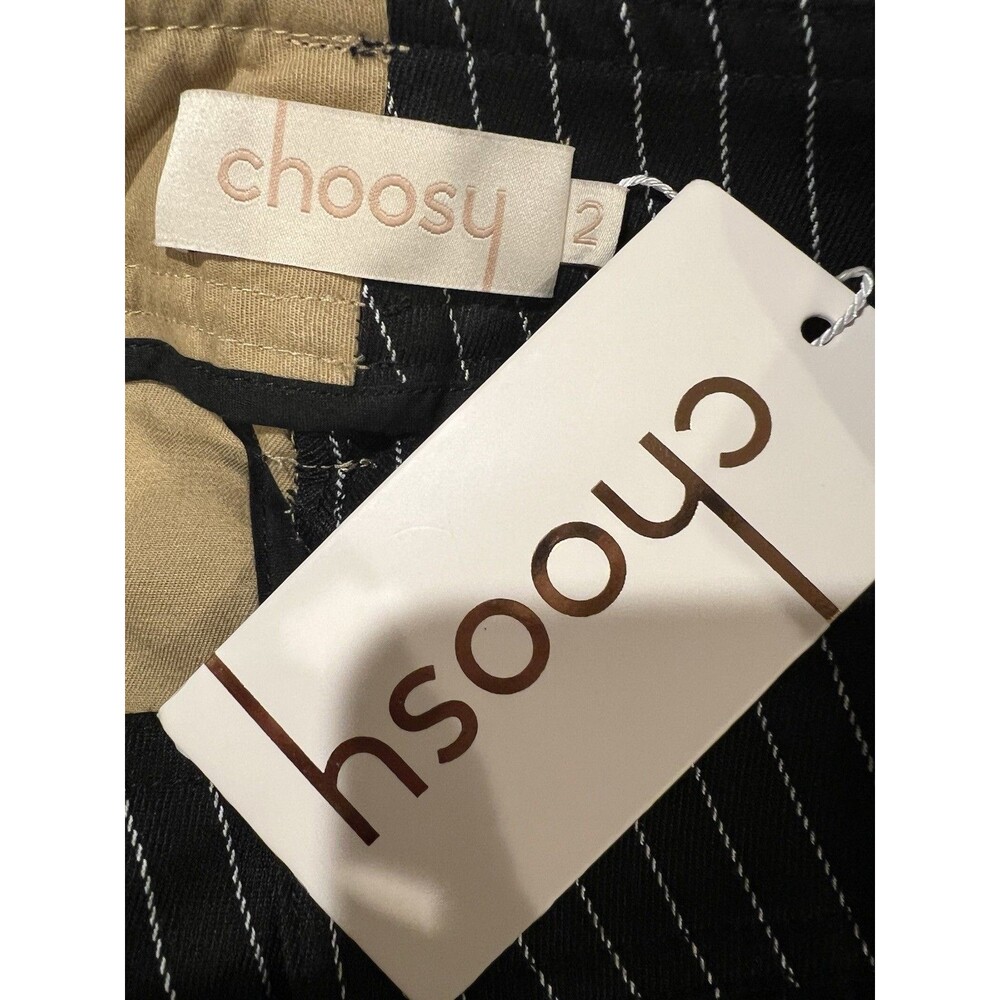 NWT Choosy "Day and Night" two-tone color block pants Tab and Pinstripe Size 12 - Picture 6 of 8